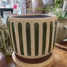 Load image into Gallery viewer, Glazed pot - stripe - various colours