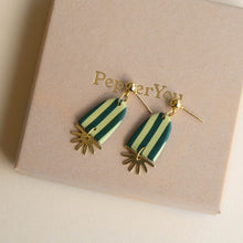 Load image into Gallery viewer, Sunny stripe drop earrings - lilac & chocolate