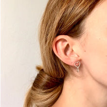 Load image into Gallery viewer, Textured heart chain stud earrings - silver