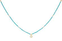 Load image into Gallery viewer, Turquoise howlite & apatite gold throat chakra necklace