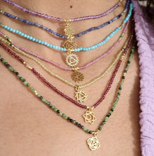 Load image into Gallery viewer, Turquoise howlite & apatite gold throat chakra necklace