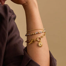 Load image into Gallery viewer, Tumbled labradorite double chain bracelet - gold