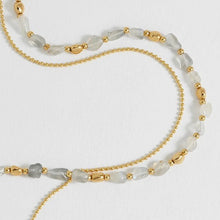 Load image into Gallery viewer, Tumbled labradorite double chain necklace - gold