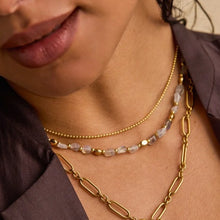 Load image into Gallery viewer, Tumbled labradorite double chain necklace - gold