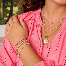 Load image into Gallery viewer, Una ruby mix gold star charm bracelet