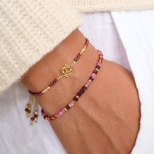 Load image into Gallery viewer, Violet gold & garnet mix gemstone bracelet
