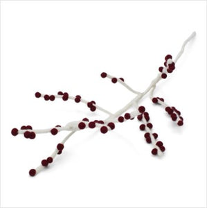 Christmas dec - white branch with dark red berries