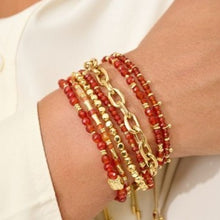 Load image into Gallery viewer, Wonder gold & orange agate gemstone bead bracelet
