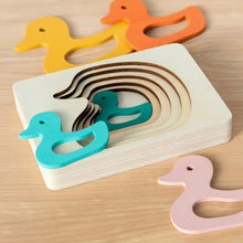 Load image into Gallery viewer, Wooden layered puzzle - duck