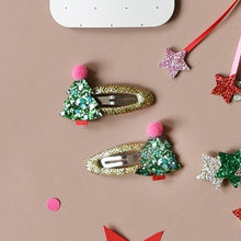 Load image into Gallery viewer, Xmas tree glitter clips