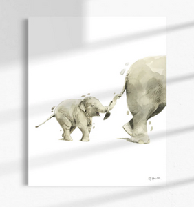 Elephant & calf unframed print