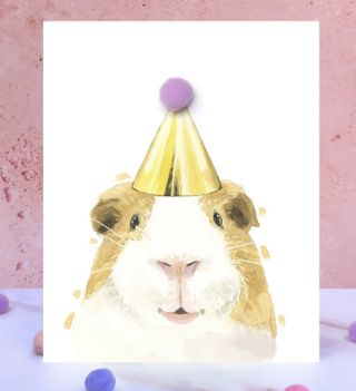 Guinea pig pompom birthday card