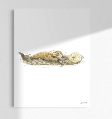 Otter & pup unframed print