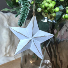 Load image into Gallery viewer, Wooden white hanging star Xmas dec - small
