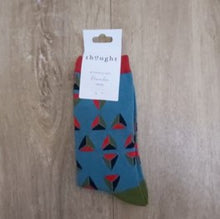 Load image into Gallery viewer, Geometrico bamboo geometric socks - dusty blue