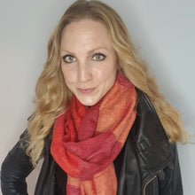 Load image into Gallery viewer, Sunset scarf - burgundy/pink/orange