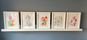 Trio of tulips original watercolour framed painting