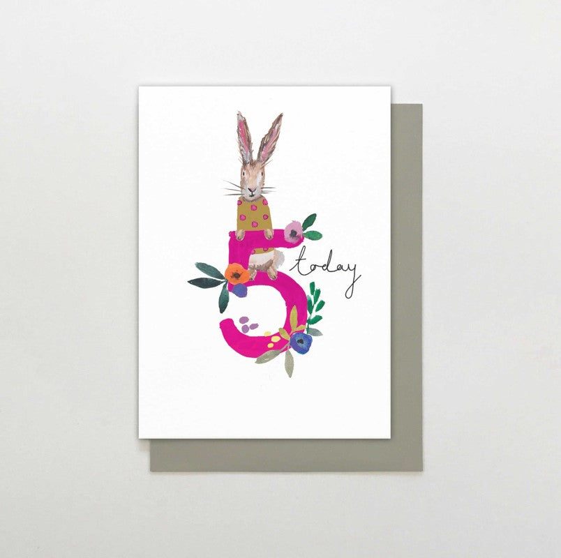 5 today rabbit birthday card