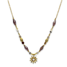 Load image into Gallery viewer, Banu flower gemstone necklace - gold