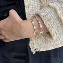 Load image into Gallery viewer, Handmade Telstar natural tila bead stretch charm bracelet