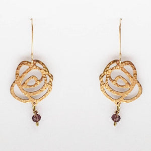 Bespoke Raindrops on Roses jewellery - brass earrings