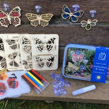 Load image into Gallery viewer, Butterflies & bees suncatcher kit in a tin