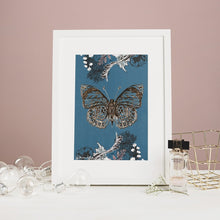 Load image into Gallery viewer, Mounted butterfly (white) A4 framed print