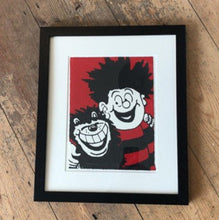 Load image into Gallery viewer, Dennis the menace hugs Knasher framed print
