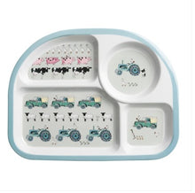 Load image into Gallery viewer, Kids melamine divider plate - on the farm