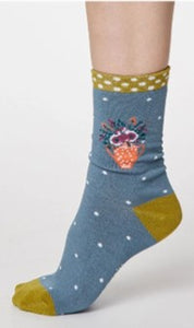 Flora flower socks - sea blue