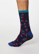 Load image into Gallery viewer, Geometrico bamboo geometric socks - dark navy