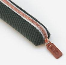 Load image into Gallery viewer, Dark green cord pencil case - small