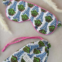 Load image into Gallery viewer, Block print floral print eye mask & bag