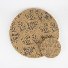 Load image into Gallery viewer, Cork coasters - pinecone white - set of 4