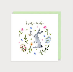 Bunny & bee happy Easter card