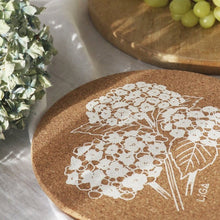 Load image into Gallery viewer, Cork placemat or coaster set - hydrangea