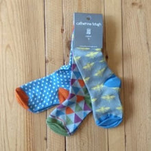 Load image into Gallery viewer, Organic cotton knee socks - blue - pack of 3