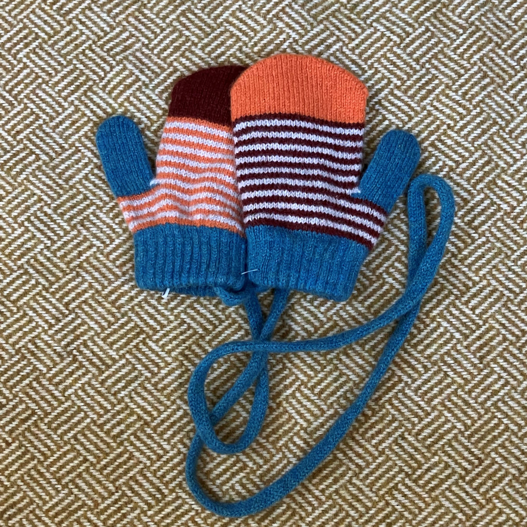 Kids mittens - sienna & orange stripe - 2-4 yrs