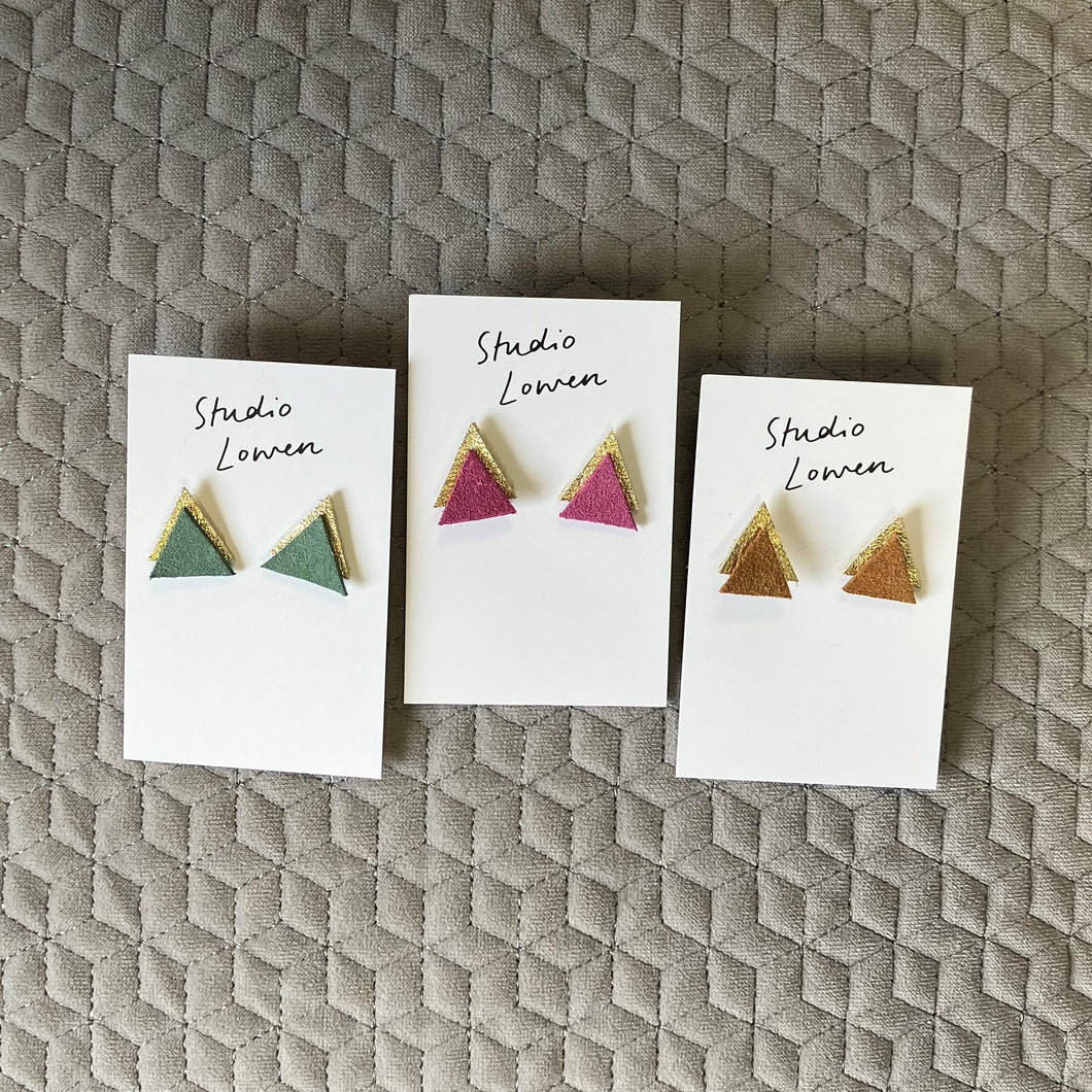 Leather triangular earrings - various colours