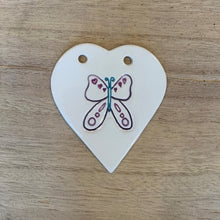 Load image into Gallery viewer, Butterfly handmade ceramic heart