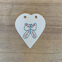 Load image into Gallery viewer, Butterfly handmade ceramic heart