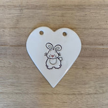 Load image into Gallery viewer, Bunny handmade ceramic heart