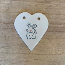 Load image into Gallery viewer, Bunny handmade ceramic heart