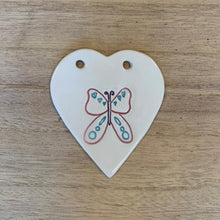 Load image into Gallery viewer, Butterfly handmade ceramic heart