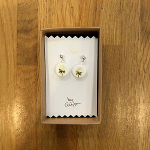 White rose bud earrings