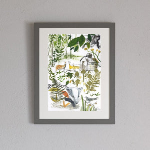 In the woods framed print