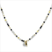 Load image into Gallery viewer, Indra grey gemstone beaded handmade necklace