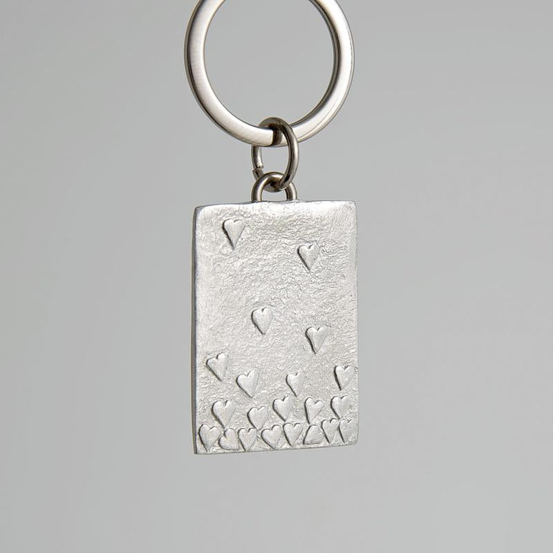Floating hearts pewter keyring Raindrops on Roses St Albans