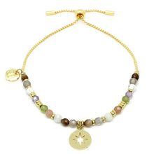 Load image into Gallery viewer, Lerna multicolour gemstone & gold charm bracelet
