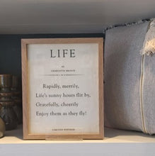 Load image into Gallery viewer, Book page 'Life' quote by Charlotte Bronte framed print